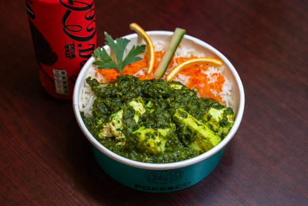 Palak Paneer, plat de cuisine indienne à emporter du Kashmir Café à Montreuil